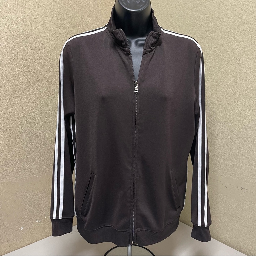 🛍️3/$15🛍️ NY&C SPORT Retro Y2K Track Jacket Womens S Brown White Stripes EUC